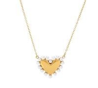 Collier de boucles d’oreilles coeur de perle, nouveau collier de clavicule coeur de pêche haut de gamme (collier doré)