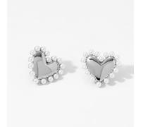 Collier de boucles d’oreilles coeur en perle, nouveau collier de clavicule coeur de pêche haut de gamme (boucles d’oreilles en argent)
