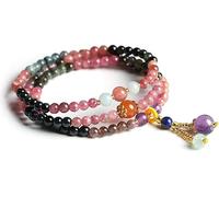 Collier de bracelet de perles de Bouddha de prière de méditation, prière tibétaine, tourmaline naturelle, méditation bouddhiste, Mala de guérison, bijoux de chakra pour accessoires cadeaux unisexes