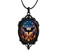 Collier De Camée De Chauve-souris - Elegant Gothic Batt Glass Pendant Niecklace | Bats De Sorcières Pendaint Colliers | Coldage D'Halloween Adapté Aux Fêtes En Costumes, À La Mode Gothique Et Aux Tenu