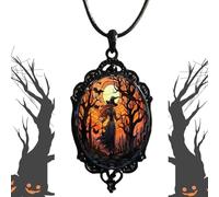 Collier De Camée De Chauve-souris - Elegant Gothic Batt Glass Pendant Niecklace | Bats De Sorcières Pendaint Colliers | Coldage D'Halloween Adapté Aux Fêtes En Costumes, À La Mode Gothique Et Aux Tenu