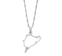 Collier De Carte D'Allemagne Pour Hommes Pour Femmes - Allemagne Car Styling Racing Road Nurburgring Pendentif Colliers Pour Femmes Bijoux 45 / 60Cm Chaîne Collier De Couple Romantique,Gris,45Cm