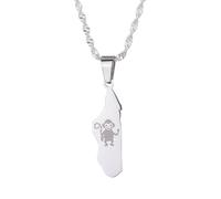 Collier De Carte Pour Hommes - Colliers De Carte De Madagascar,Bijoux Jaunes Africains De Madagascar Collier De Singe Gravé Mignon Collier De Carte De Voyage Du Monde Cadeaux Pour Femmes,Blanc,5