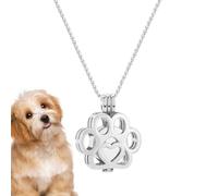 Collier de cendres d’animaux de compagnie - Bijoux porte-crémation commémorative | Collier Urne pour Chien, Colliers Pendentif Commémoratifs en Acier Inoxydable avec Empreinte De Patte De Chien pour L