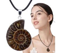 Collier de charme ammonite - Pendentif fossile de conque 30-35 mm, ornement de coquillage | Accessoire de cordon vintage en pierre minérale unique, pièce d'affichage à collectionner, souvenir d'annive