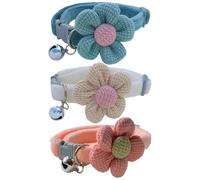 Collier de Chat avec Cloches 3pcs Chaton ajusté Collier Fleur Chat pour Fille Mignon pour Chiot Lapins Chaton