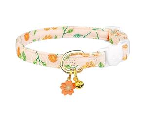 Collier de Chat avec Cloches - Collier de échappé avec Pendentif Fleur Mignon, Sangle en Coton réglable | Colliers pour Chat Petit garçon pour Les Aventures en Plein air, Accessoire léger et co