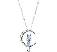 Collier de chat de lune pour femme, pendentifs en argent sterling avec croissant de lune et étoile, bijoux de chat, cadeaux pour femme, fille, amoureux des chats, accessoires de cl La mode est traitée