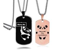 Collier de cheval assorti personnalisé pour Couple meilleur ami personnaliser Puzzle cercle bijoux promesse cadeau d'anniversaire amitié pendentif BFF amoureux titane acier (Or rose noir-PANDA)