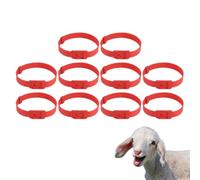 Collier de chèvre réglable 10 pièces pour Ferme (Rouge) | 23 pouces, matériau PU flexible, collier de pâturage pour bétail, étiquettes d'identification des animaux de ferme
