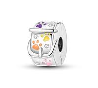 Collier de chien breloque à pince fixe à imprimé patte coloré, breloque de bracelet en perles, convient aux bracelets de 3 mm à 4,5 mm