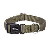 Collier de Chien Chiot de Couleur Unie Classique et Robuste - Ajustement de Conception Unique Glissière Triglide (Boucle).(Petit Modèle S, Vert Militaire)