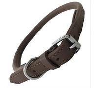 Collier de chien de dressage solide M/L - fait à la main - marron doux roulé - Cuir véritable.