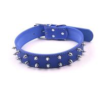 Collier de Chien de Style Punk avec Pointes PU en Cuir en Cuir réglable à torsage à Pointes Cols Rivet pour Animaux de Compagnie pour Chiens Moyens à Grands (Blau)