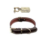 Collier de Chien en Cuir Personnalisé Collier pour Chien avec Plaque de Nom Personnalisée Médaille Gravée avec Nom Colliers de Chiot Gravée Numéro Téléphone Plaque Identification Colliers de Dressage