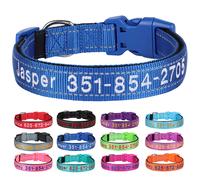 Collier de chien en Nylon brodé, colliers personnalisés pour chiot et chat, colliers d'identification réfléchissants pour animaux de compagnie, identification du nom de téléphone pour petit et grand B