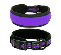 Collier de chien en nylon réfléchissant doux colliers rembourrés collier large réglable pour pitbull bouledogue carlin petit, moyen et grand (couleur : violet, taille : M) (violet L)