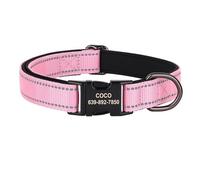 Collier De Chien en Nylon Réglable Personnalisé Réfléchissant Extérieur Nom D'identification Personnalisé Collier De Bouledogue du Labrador Collie,Un,L