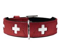 Collier De Chien - Hunter - Swiss - Cuir Bio Dégradable - Rouge/Noir - Taille 47