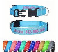 Collier de Chien Personnalisé Réfléchissant - avec Nom Et Numéro de Téléphone Brodés, 4 Tailles Réglables pour Petits, Moyens Et Grands Chiens en Nylon Rembourré