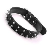 Collier de Chien Punk clouté en Cuir PU élégant pour Chiens de Taille Moyenne/Grande pour Une Utilisation à la Mode et Polyvalente (Black)