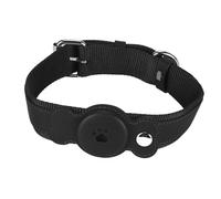 Collier de Chien réglable, Collier pour Animaux de Compagnie étanche et léger, fabriqué en PU de qualité supérieure et en Tissu avec des Accessoires en métal, Collier Confortable, (Noire)