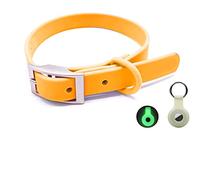 Collier de Chien réglable en Silicone Neo+ avec Support Glow-in-The-Dark Tracer/AirTag. Le Collier est Fait de Sangle enduite de Caoutchouc Souple.