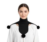 Collier de clown Pierrot moderne, style col roulé noir avec pompons, accessoire de cou arlequin minimaliste théâtral pour costume de performance sur scène, Noir , taille unique