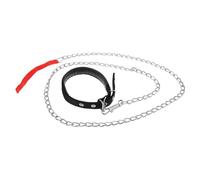 Collier de Compagnie 2PCS avec chaîne de Fer Collier de Chien Noir Durable pour Les Animaux de Compagnie pesant pour la Marche et Les activités de Plein air