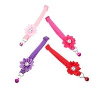 Collier de Compagnie Floral à 4pcs avec Conception de Fleurs décoratives à Cloche pour Chats et Chiens Confortable Accessoire de Cou Rouge Violet et Rose pour Les fêtes et Les événements