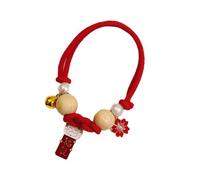 Collier de Contrôle des Poux de Puces en Bois de Camphre Collier Anti-poux pour Chats Chiens avec Matériaux Formule Non Grasse (Rouge M)