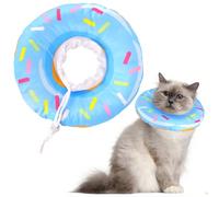 Collier de convalescence doux et réglable pour chat - Arrête de lécher - Anti-morsure - Cône de sécurité pour chats et chiens - Protection sûre du cou - Bleu donut - Taille L (20,1 à 32 cm)
