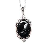 Collier de corbeau gothique, pendentif de corbeau de camée en verre, bijoux gothiques, cadeau gothique pour filles Halloween attrayant