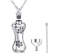 Collier de crémation pour Cendres, Colliers d'urne en Argent pour Animal de Compagnie Memorial Dog Charm pour Toujours dans Mon cœur, Pendentif médaillon en frêne avec kit de Remplissage