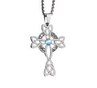 Collier de Croix d'amulette chanceuse pour Hommes, Symbole Trinity Symbole Celtic Cross Pendentif - Collier de Croix Celtique pour Hommes, Collier Irlandais, Collier d'anniversaire pour Femmes