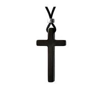 Collier de Croix en Bois de Sandal Naturel Pour Hommes Femmes Noir Massif Bois Christian Baptême Noël Pâques Prière foi Confirmation Anniversaire Cadeau Voiture Rétroviseur Miroir Suspendu