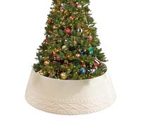 Collier de décoration de sapin de Noël | Anneau rustique tricoté comme décoration enveloppante, col à bords en forme de losange crème pour arbre minceur | Pour la ferme, la maison en hiver et les