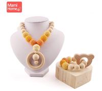 Collier De Dentition En Bois Sans Bpa Pour Bébé, Collier, Bracelet, Perles, Crochet, Pendentif En Bois, Jouets, Cadeaux Pour Infirmières, Anneau De Dentition, 1 Ensemble