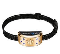 Collier de Dressage Chien, Collier Anti-aboiements Electrique avec Bip Sonore, Vibration, Choc, 100% étanche Anti aboiement Collier pour Petit Moyen Grand Chien, Sensibilité Réglable - Or