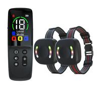 Collier de Dressage pour 2 Chiens,Conformes à La Nouvelle Loi 2025-Collier Vibration-Portée de 3000 Mètres,4 Modes Son/Vibration/Forte Vibration/Lumières LED,Rechargeable pour Petit Gros Chien