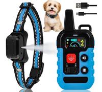 Collier de Dressage pour Chien avec Télécommande - Rechargeable et Humain : 4 Modes de Correction (Bip, Vibration, Spray, Spray Renforcé), Étanche IP67 avec Verrouillage Sécurité - Bleu