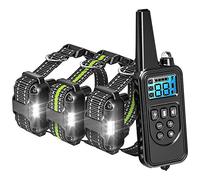 Collier de Dressage pour Chien - Collier Électrique pour Chien Rechargeable et IP67 Étanche - 3 Modes Collier Anti Aboiement Chien avec Télécommande pour Petit/Moyen/Gros Chien 800 Mètres-3 récepteurs