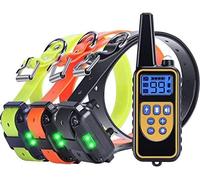 Collier de Dressage pour Chiens avec Beep Vibra Choc étanche et Rechargeable Collier Télécommande 800 Verges pour 3 Chiens (Noir Orange Blanc)