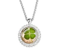 Collier de Feuilles Vert pour Filles pour Femmes et Filles, Collier de trèfle de Feuille de Feuille de fierté