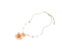 Collier de fleurs longueur de la clavicule chaîne de cou tendance avec pièce maîtresse rose pour tenue décontractée et tenues photo Collier de fleurs roses chaîne de clavicule florale rose mode usage