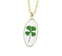 Collier de fleurs pressées - Pendentif de fleurs séchées de forme ovale | Trèfle à quatre feuilles, pas oubliés, collier avec pendentif en forme de goutte de fleur rose, Consulte la descripción, Voir
