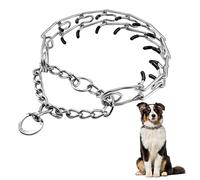 Collier de Force en Chrome pour Chien,Collier de Dressage Réglable pour Pets Animaux de Compagnies,Collier pour Chien en Acier Inoxydable avec Embout en Caoutchouc (Silver-L)
