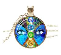 Collier de guérison Chakra Reiki - Bouddha - Pendentif de méditation - Symbole spirituel Om - Bijoux indiens - Chaîne - Déclaration d'espoir, nan