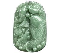 Collier de Jade Naturel Luxueux et Porte-Bonheur - Pendentif Double Poisson au Design Complexe comme Symbole d'abondance et de Bonne Fortune. Un Beau gage pour célébrer Les Moments Importants de