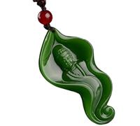 collier de jade vert, Pierre précieuse naturelle Hetian Jade Jasper Collier pendentif véritable certifié Grade A Jadeite Jade fabriqué à la main Guanyin Collier Talisman for la prospérité argent bonne